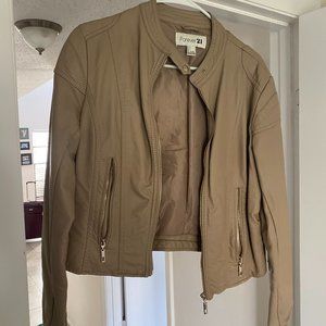 Forever 21 Faux Leather Jacket (Tan/Brown) (Large) (Fair Condition)